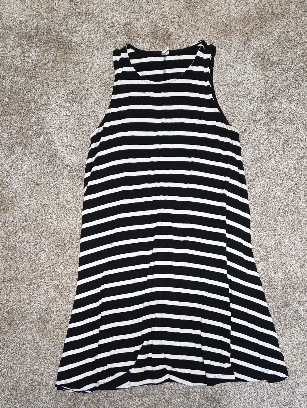 Old Navy Black and White Striped Tank Dress